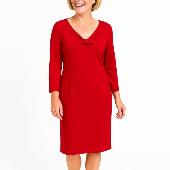 Talbots Red Knot Front Midi Dress Size 10 NWT Perfect for Special Holiday Event - Picture 1 of 8